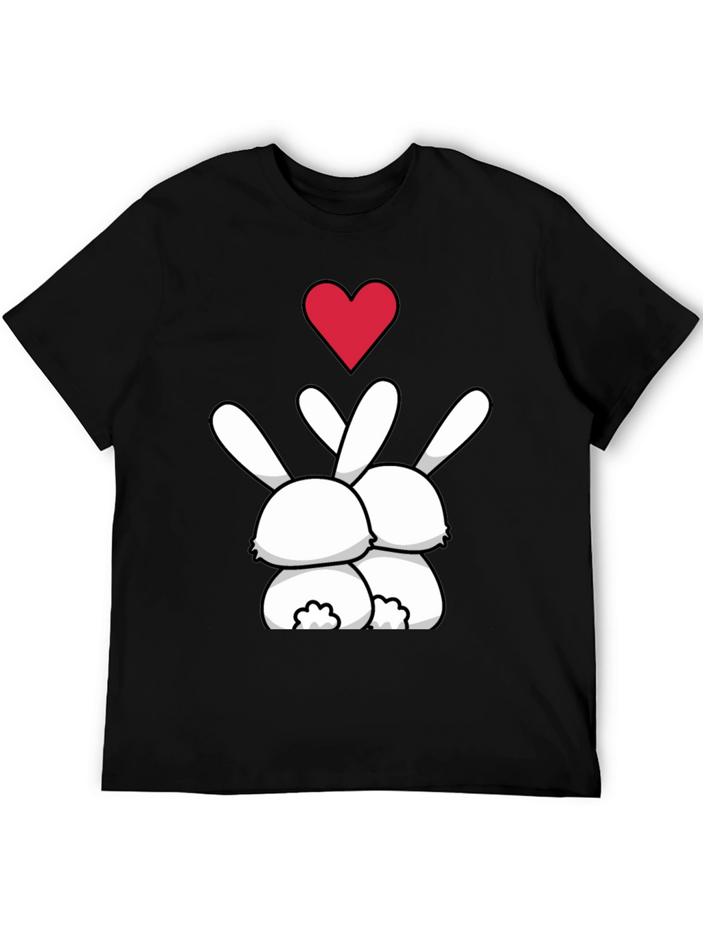Bunny Love Graphic Tee - Black Casual Shirt