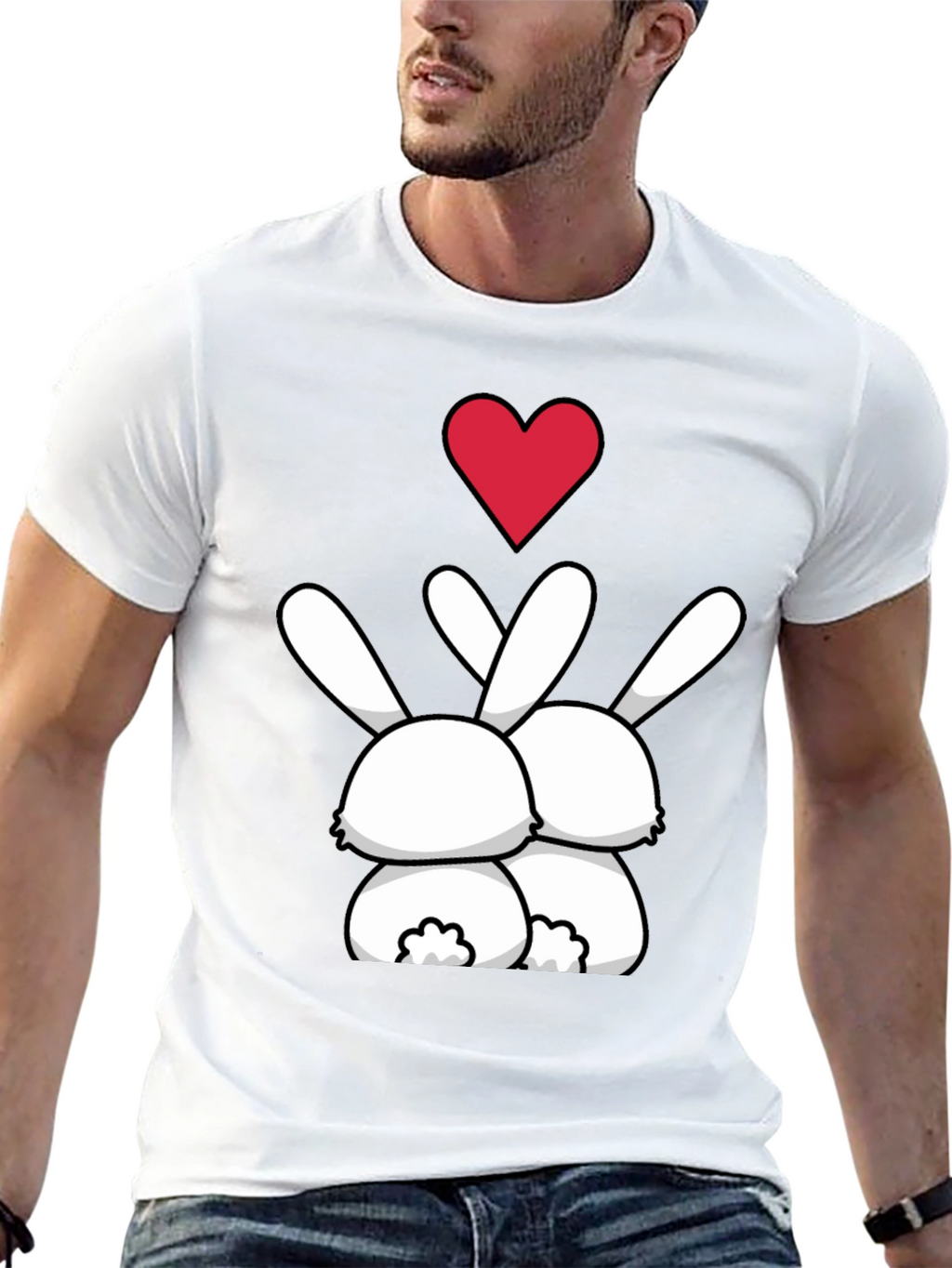 Bunny Love Graphic Tee - Black Casual Shirt