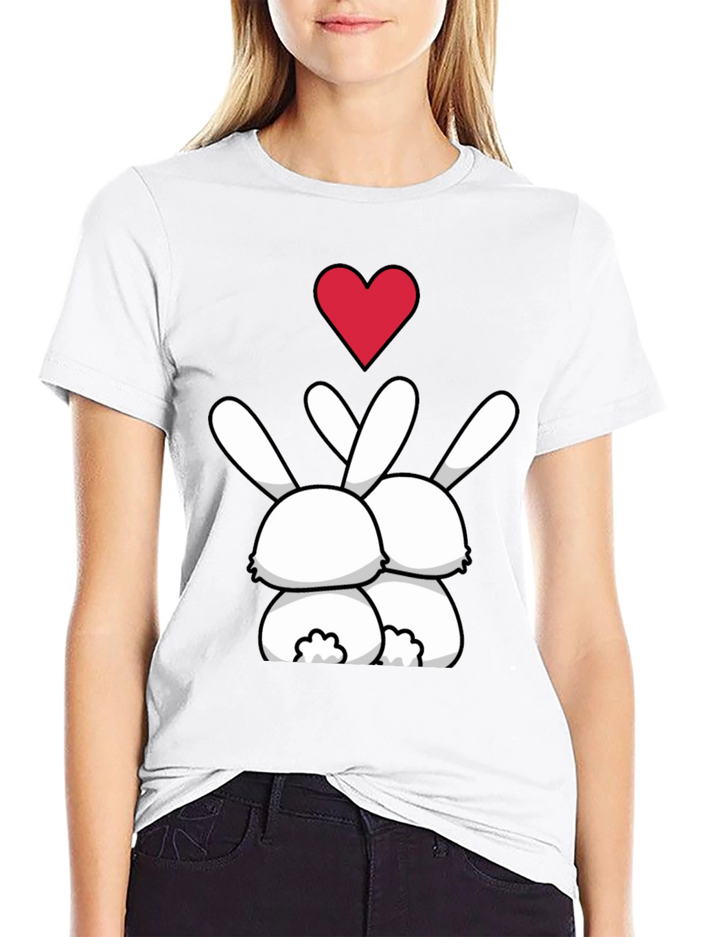 Bunny Love Graphic Tee - Black Casual Shirt