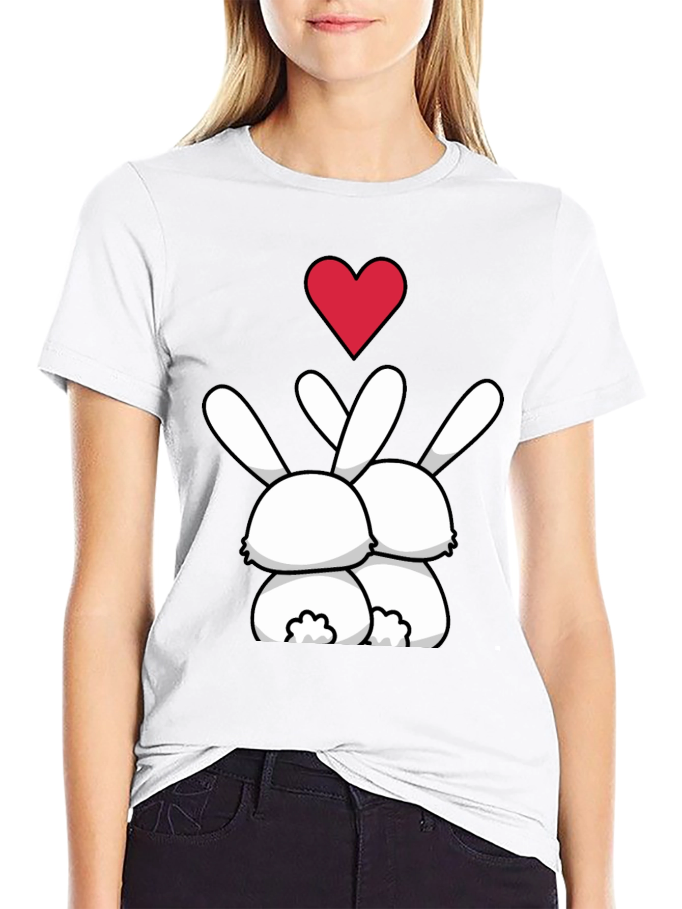 Bunny Love Graphic Tee - Black Casual Shirt