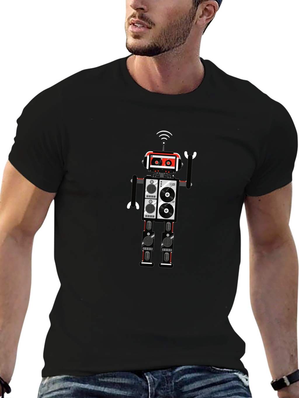 Robot Graphic Black T-Shirt