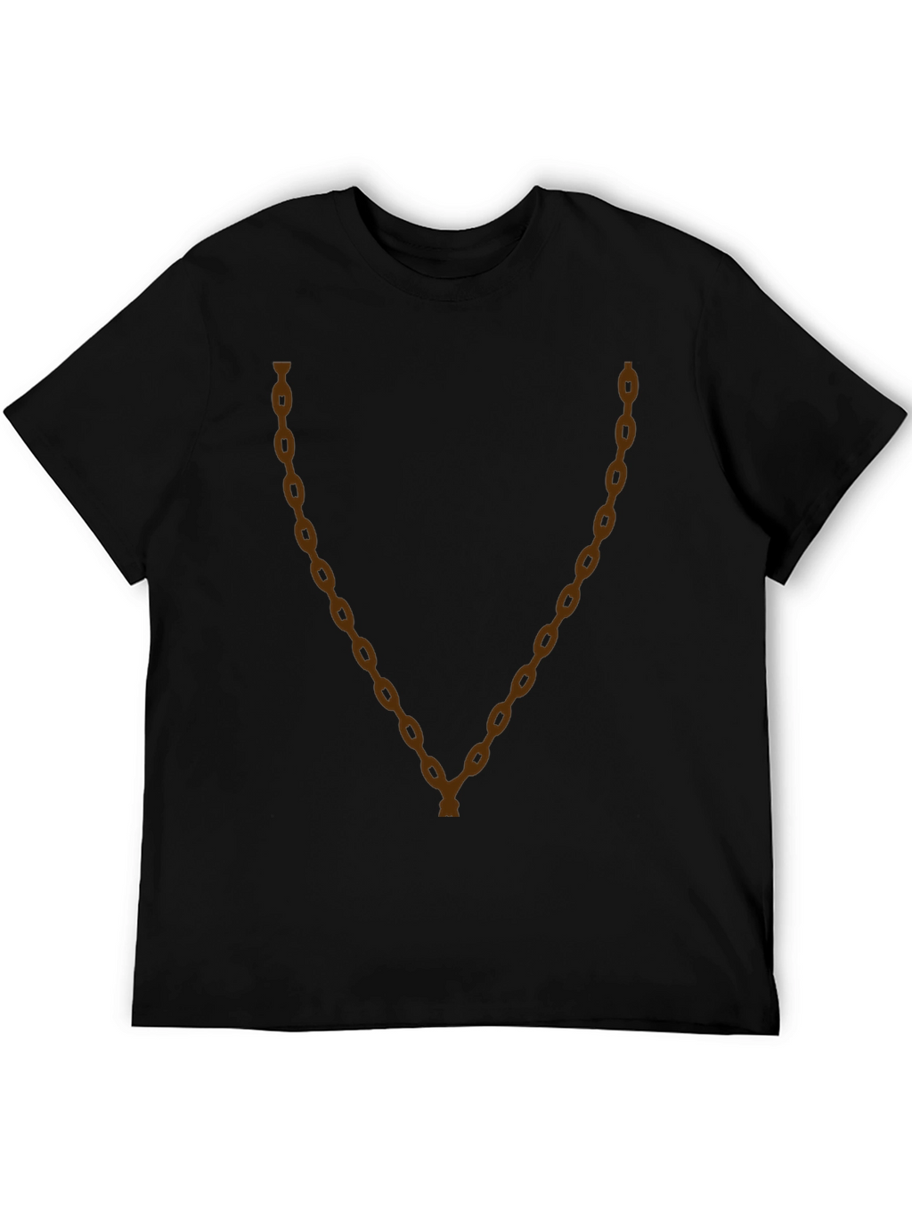Mens Black T-Shirt with Brown Chain Graphic