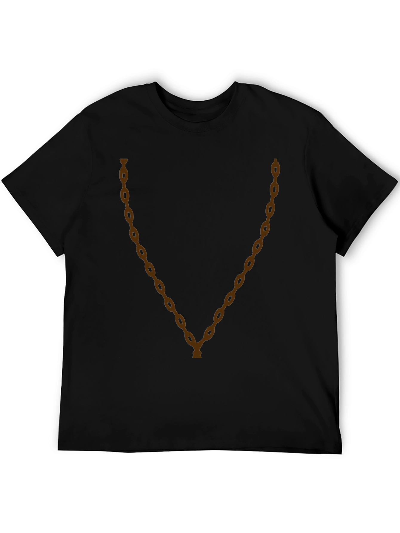 Mens Black T-Shirt with Brown Chain Graphic