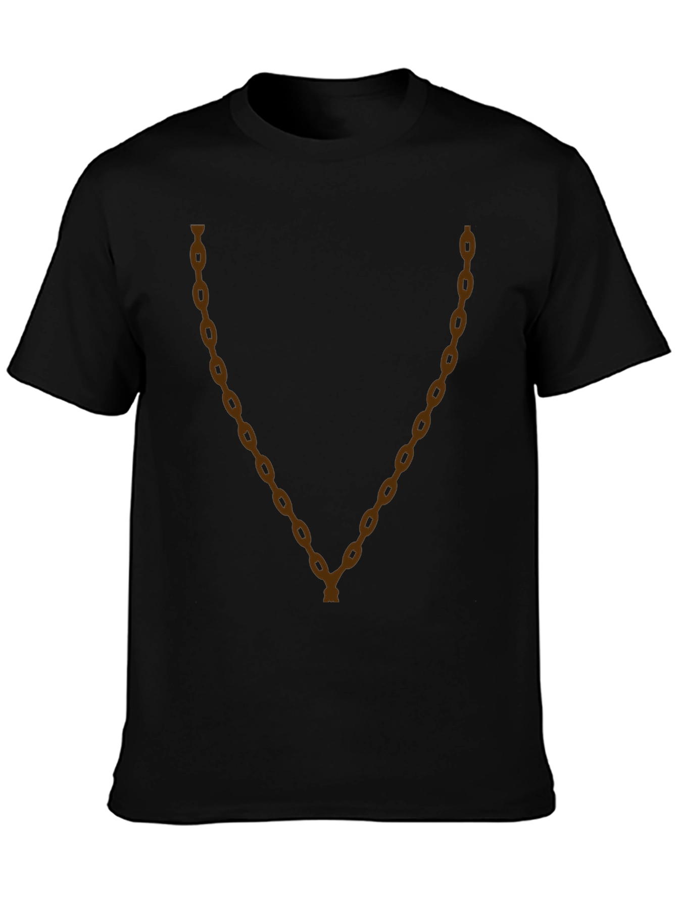 Mens Black T-Shirt with Brown Chain Graphic