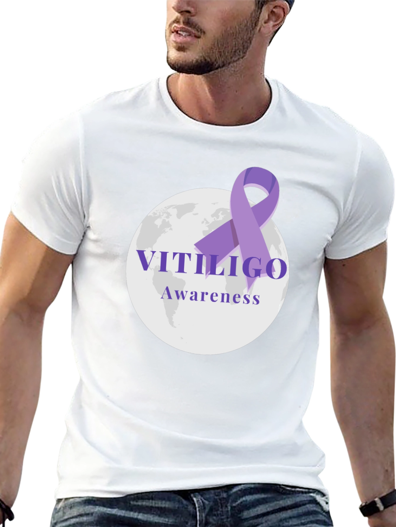 Vitiligo Awareness Ribbon T-Shirt - Black