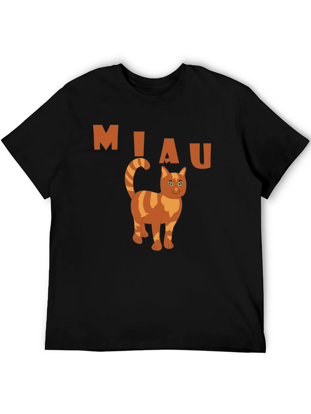 Miaw Cat Graphic Tee - Black Cotton Casual Shirt