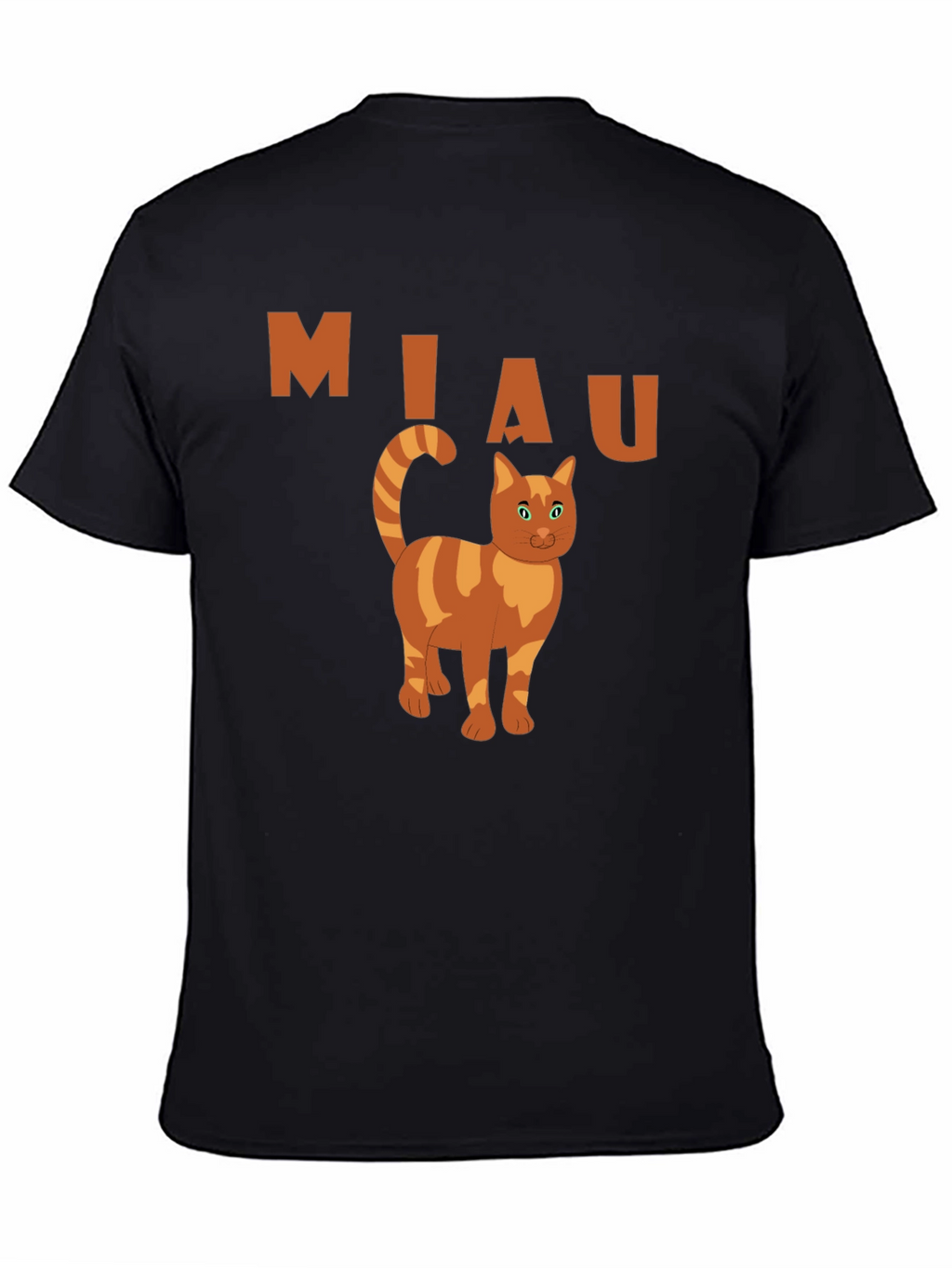 Miaw Cat Graphic Tee - Black Cotton Casual Shirt