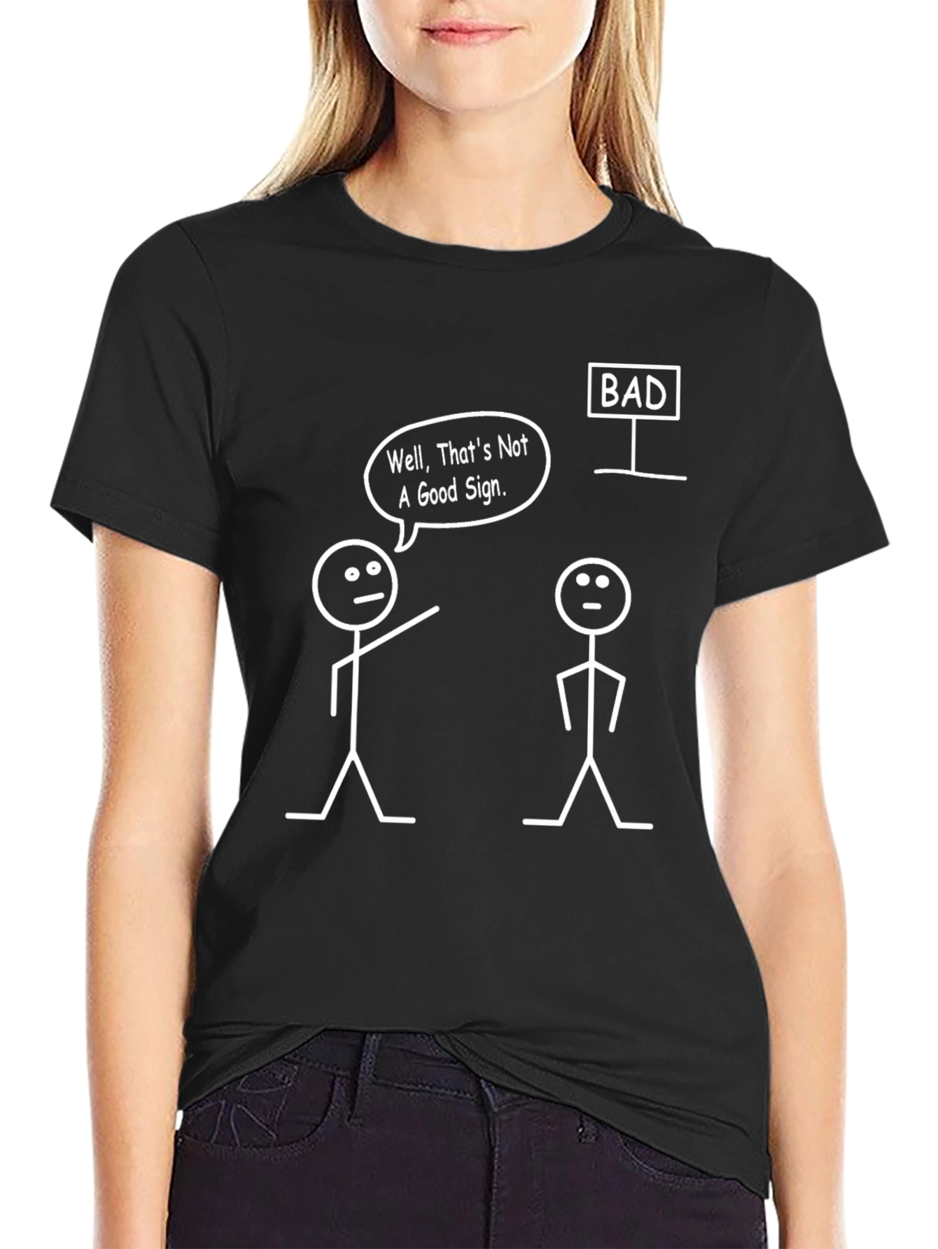 Funny Graphic Tee - Bad Sign Stick Figures T-Shirt