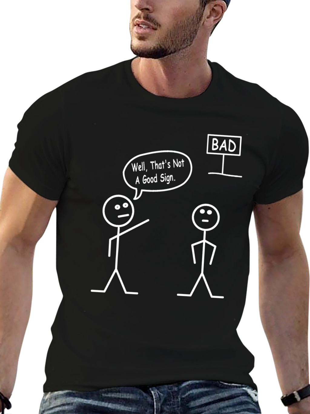 Funny Graphic Tee - Bad Sign Stick Figures T-Shirt