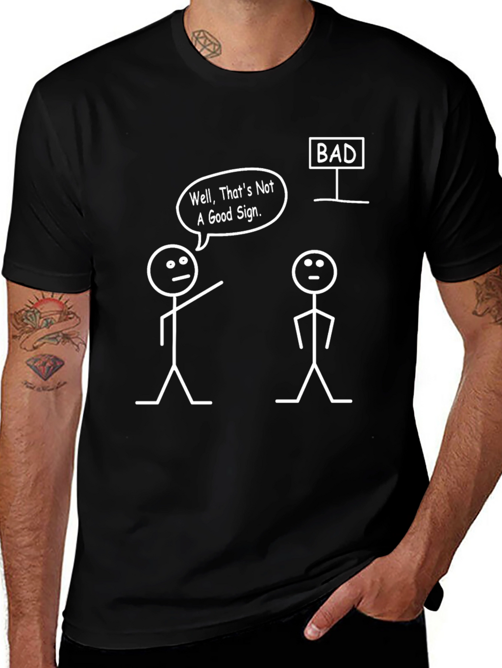Funny Graphic Tee - Bad Sign Stick Figures T-Shirt
