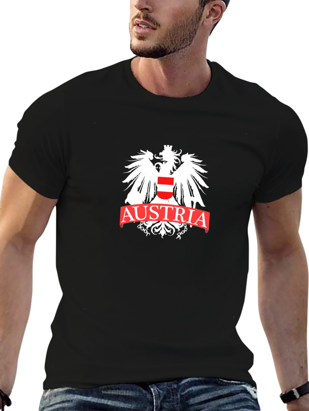 Austria Eagle Crest Graphic Tee - Black