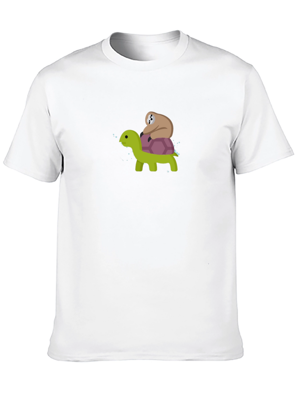 Sloth Riding Turtle Graphic Tee - Black Cotton T-Shirt