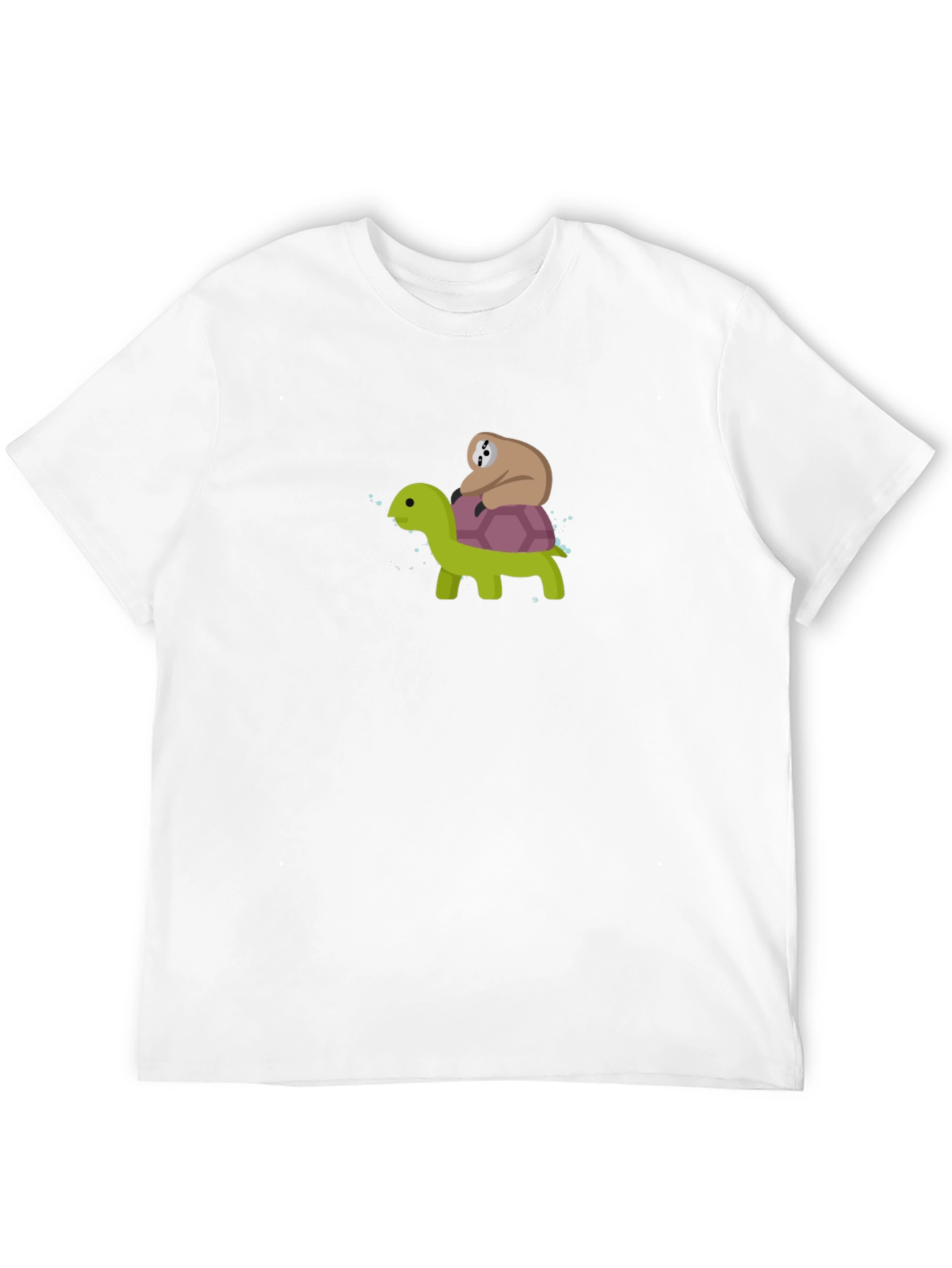 Sloth Riding Turtle Graphic Tee - Black Cotton T-Shirt