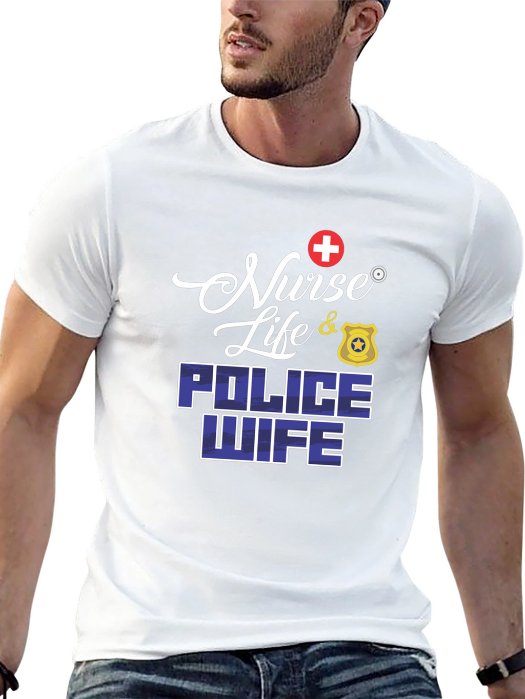 Nurse Life & Police Wife Graphic T-Shirt