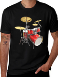 Drum Set Graphic Tee - Music Lovers T-Shirt