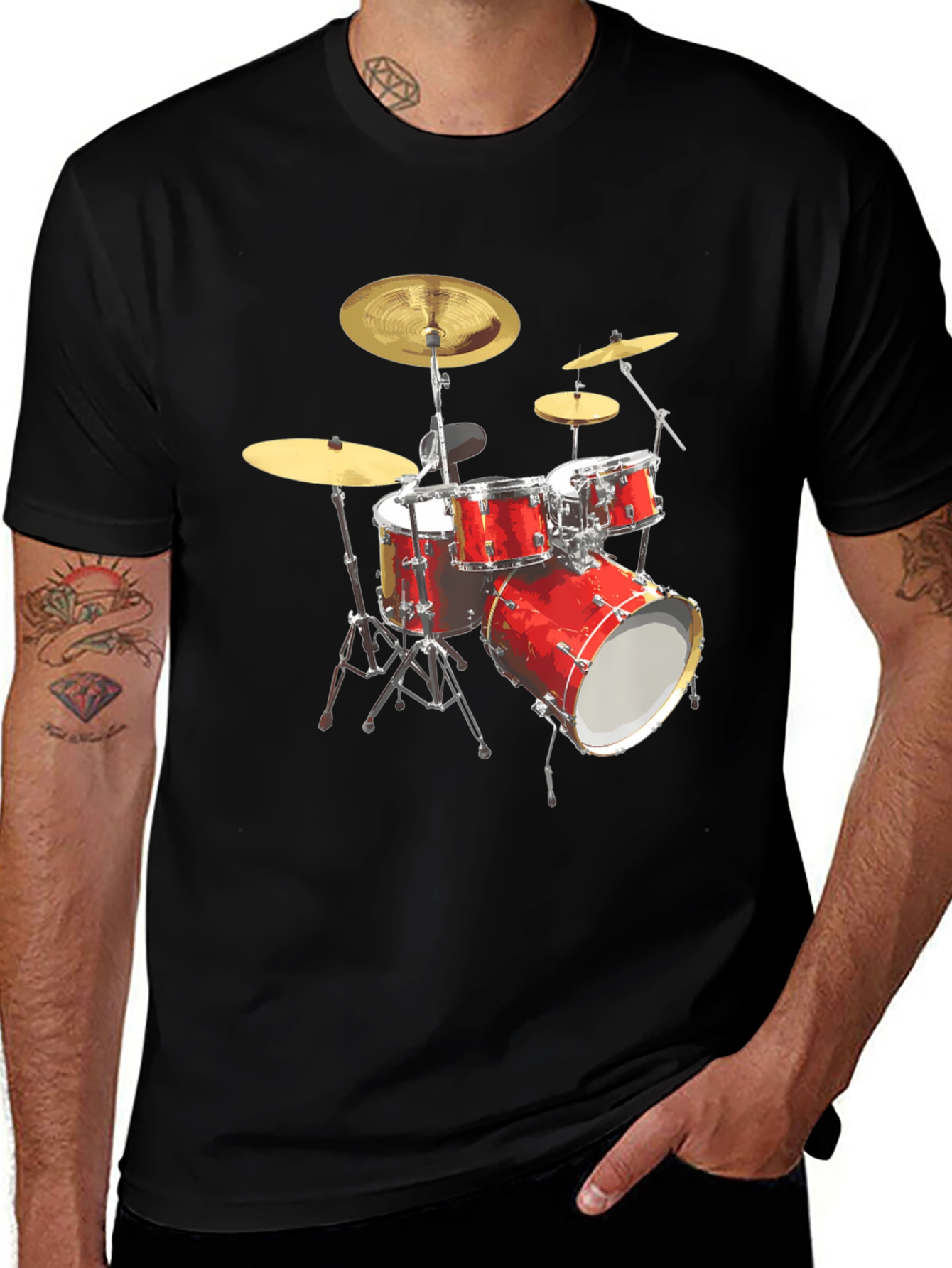 Drum Set Graphic Tee - Music Lovers T-Shirt