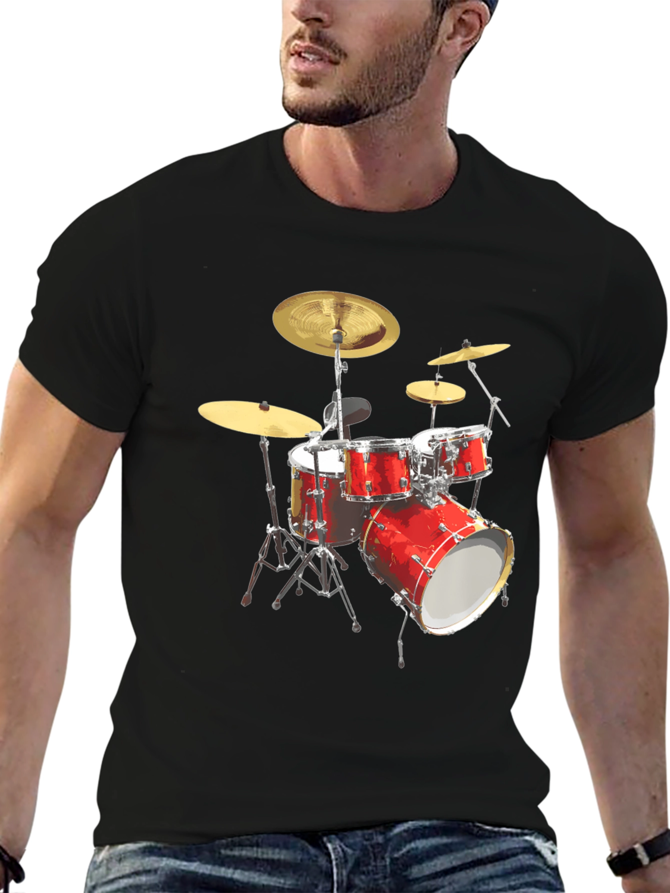 Drum Set Graphic Tee - Music Lovers T-Shirt