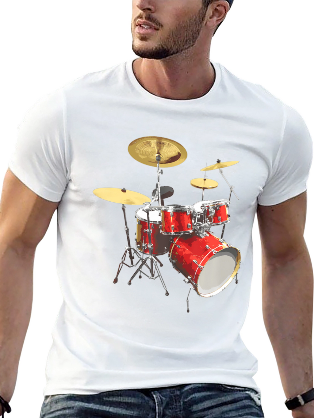 Drum Set Graphic Tee - Music Lovers T-Shirt