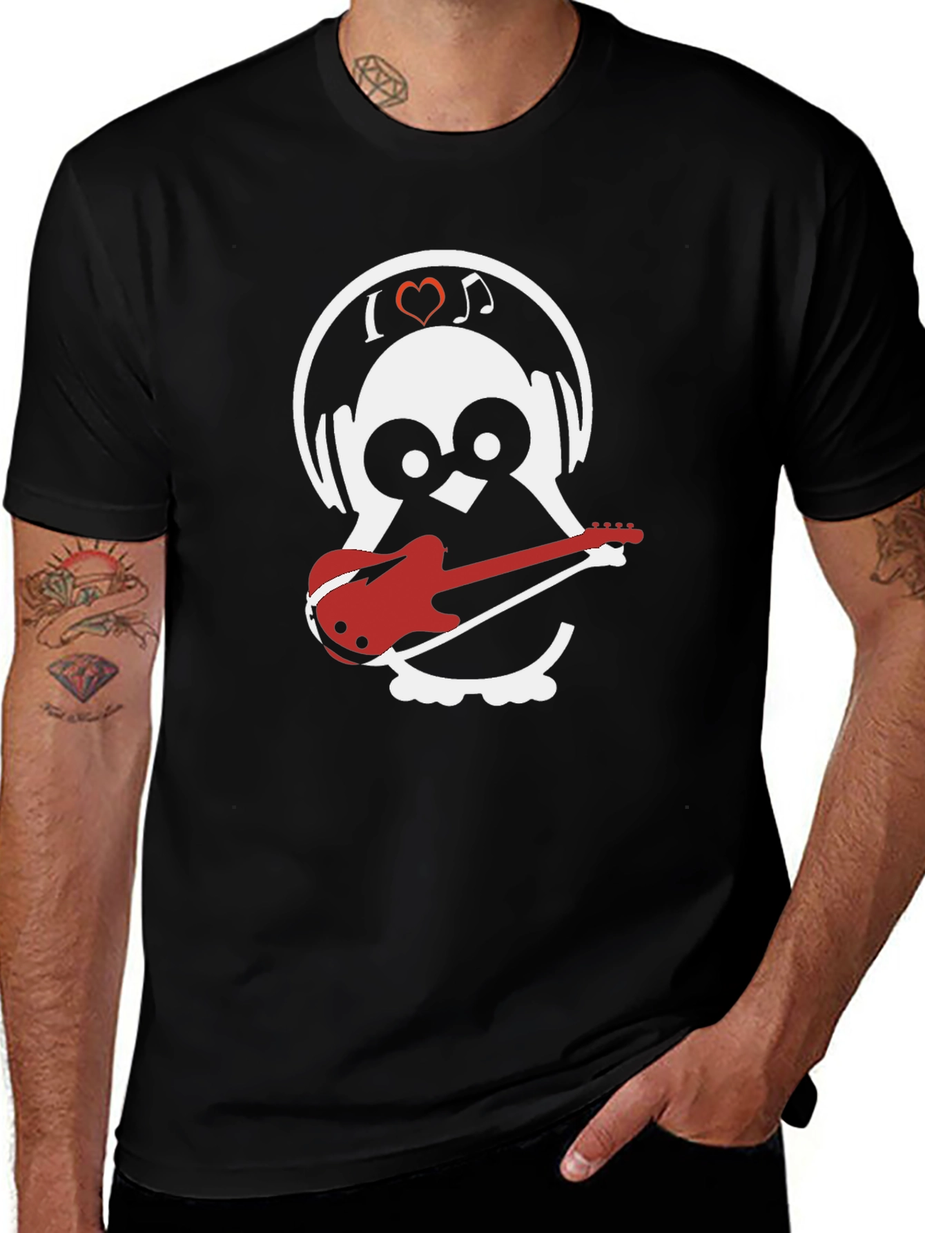 Music Loving Owl Graphic Tee - Black