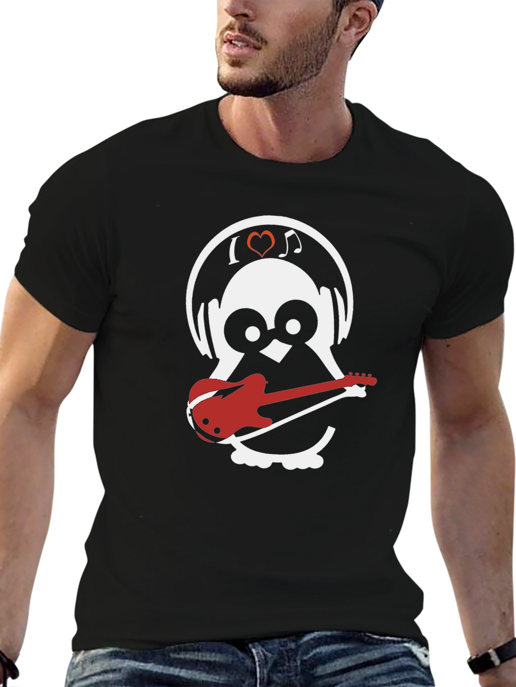Music Loving Owl Graphic Tee - Black