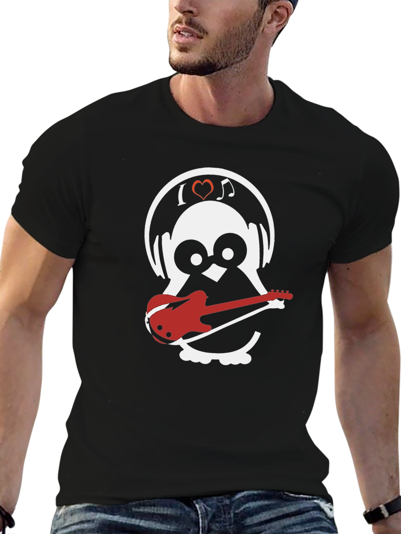 Music Loving Owl Graphic Tee - Black