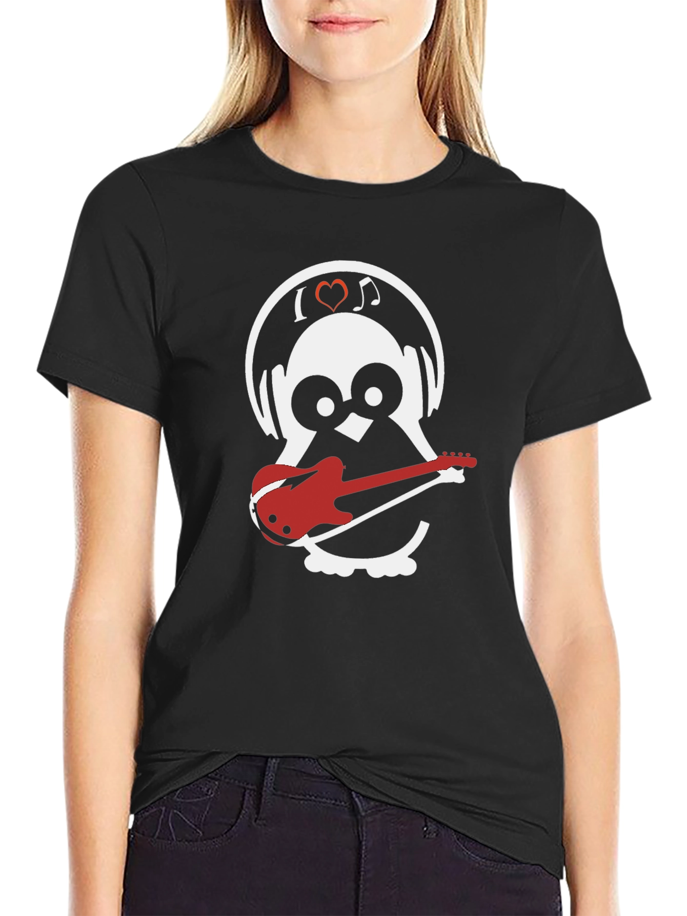 Music Loving Owl Graphic Tee - Black