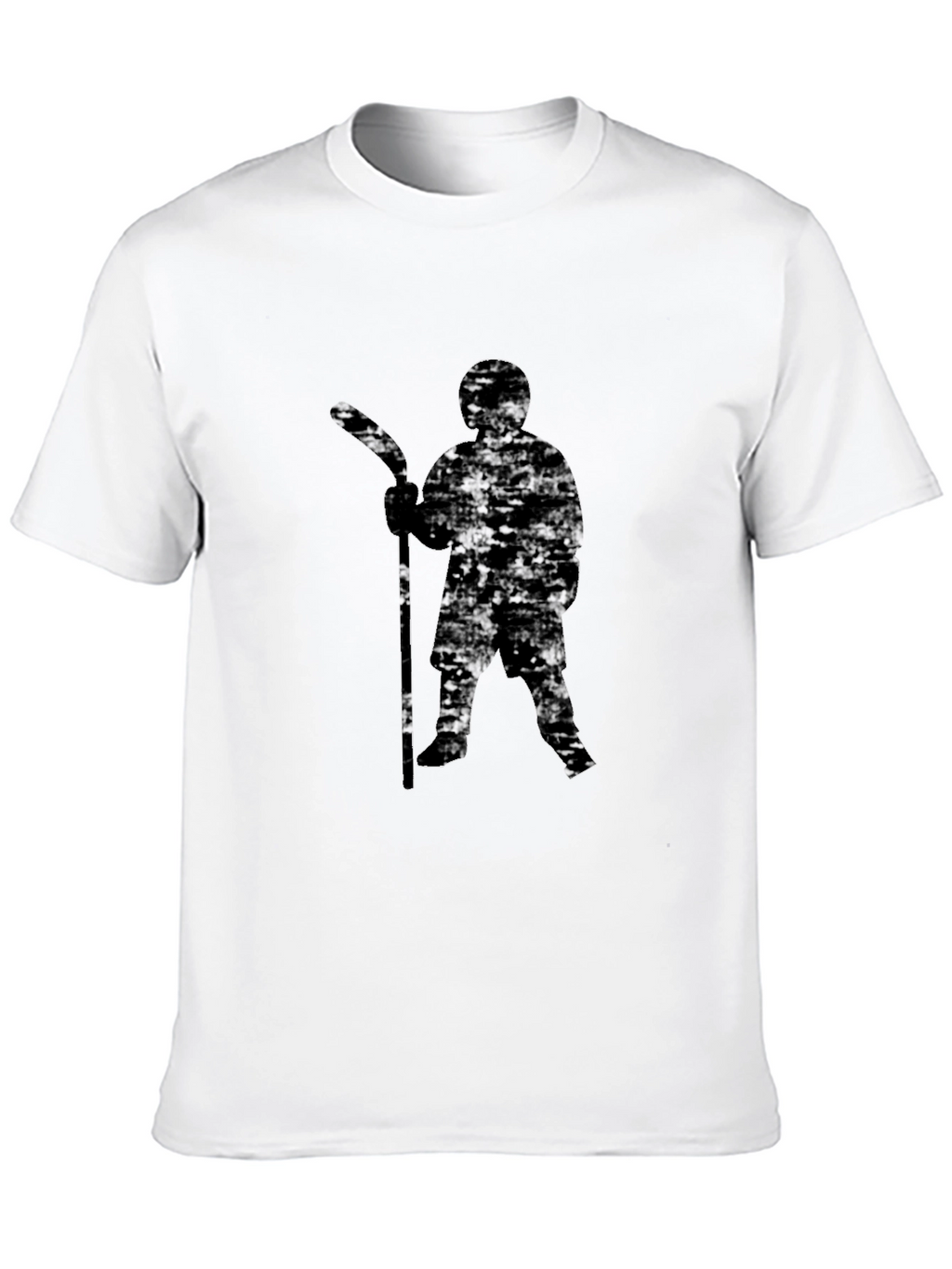 Hockey Player Graphic Tee - Black Cotton Comfort