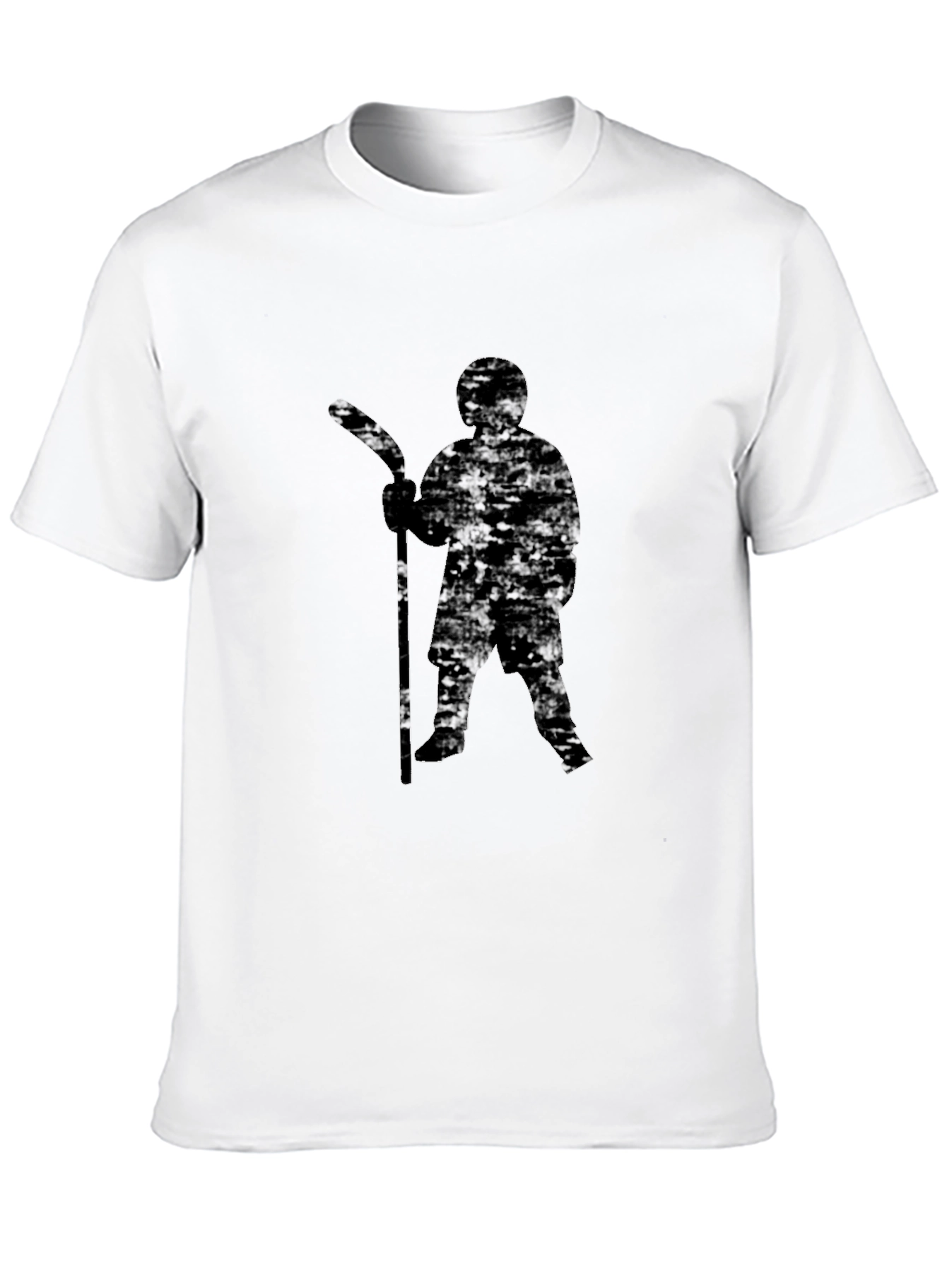 Hockey Player Graphic Tee - Black Cotton Comfort