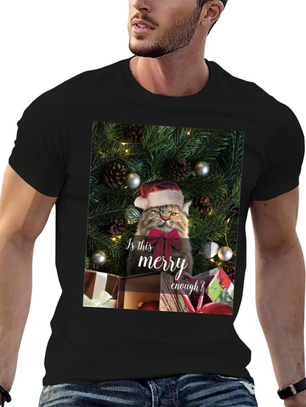 Merry Cat Christmas T-Shirt - Holiday Humor