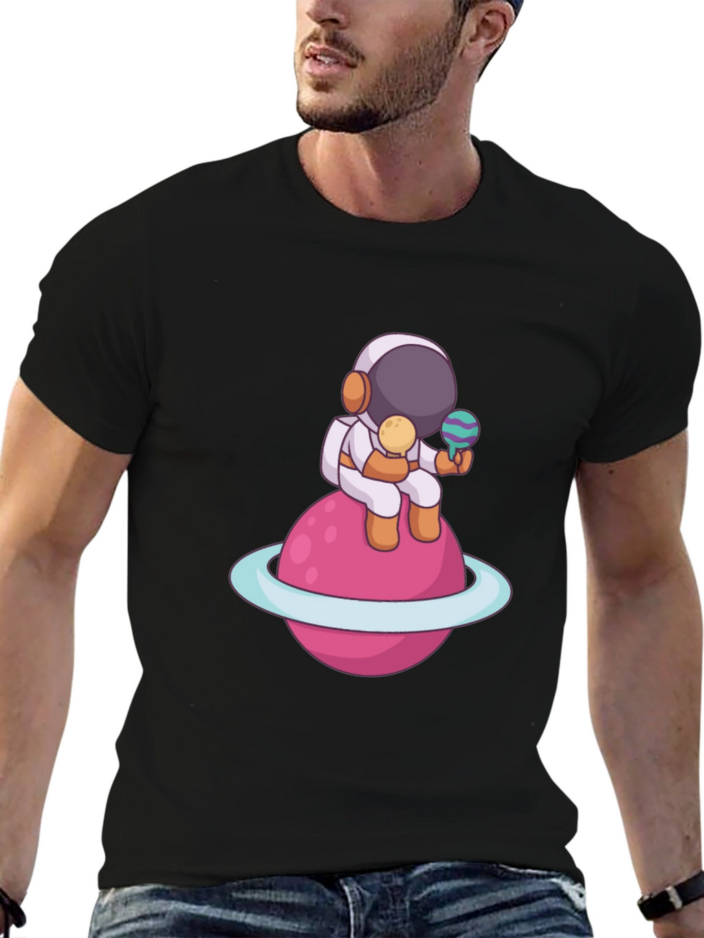 Astronaut on Planet Graphic T-Shirt