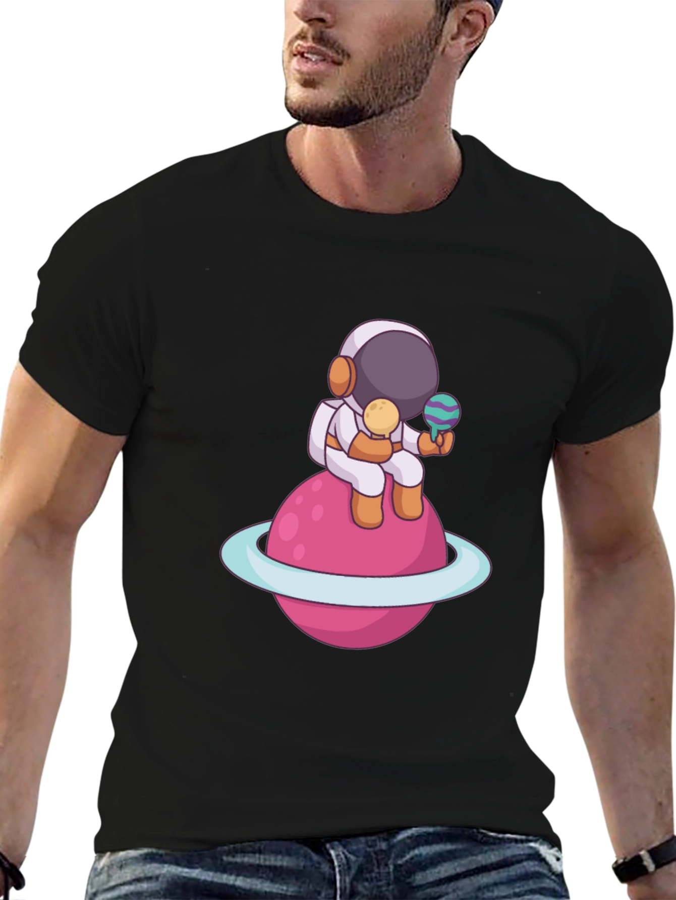 Astronaut on Planet Graphic T-Shirt