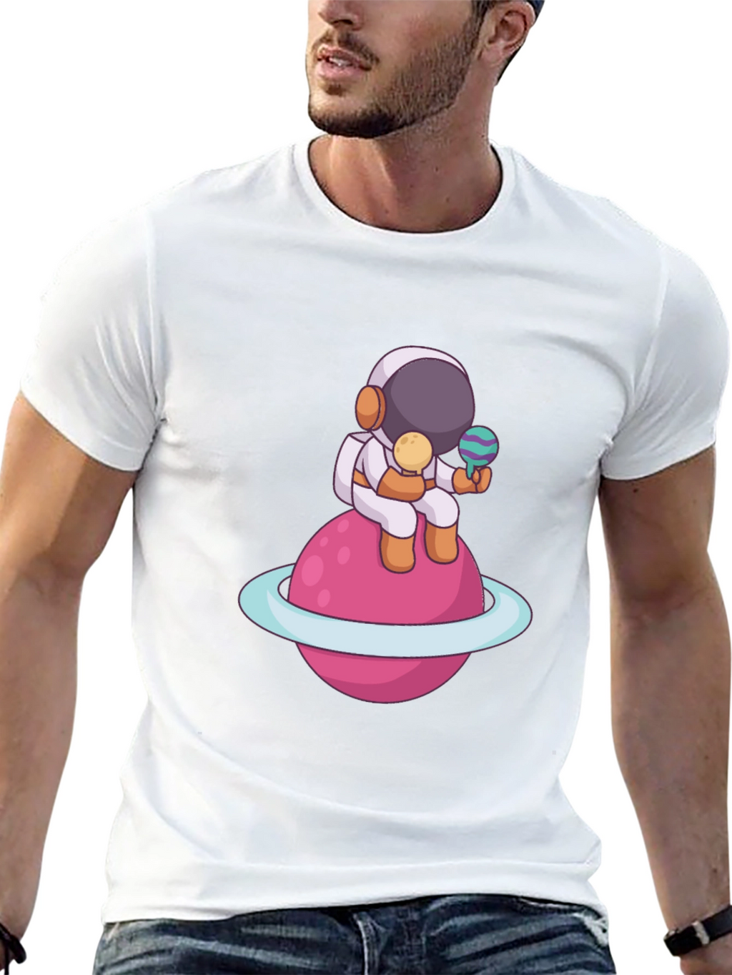 Astronaut on Planet Graphic T-Shirt