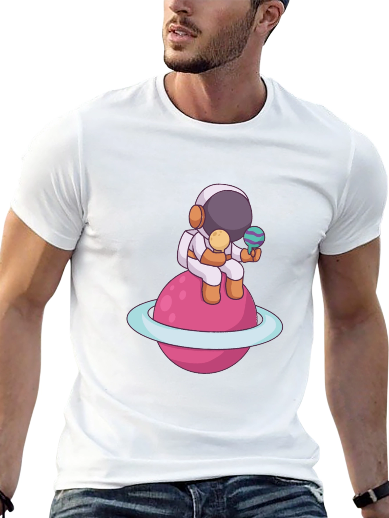 Astronaut on Planet Graphic T-Shirt