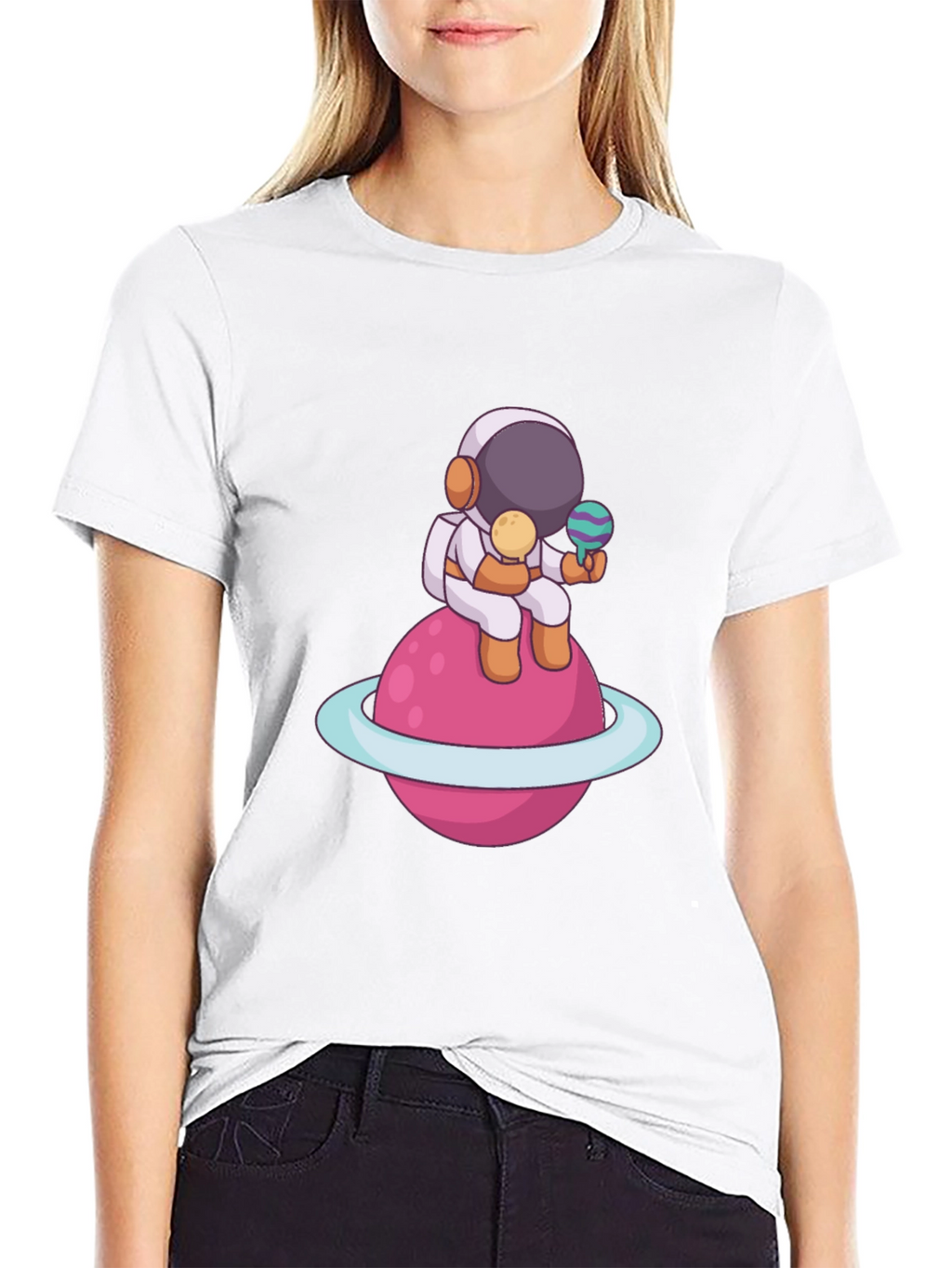 Astronaut on Planet Graphic T-Shirt