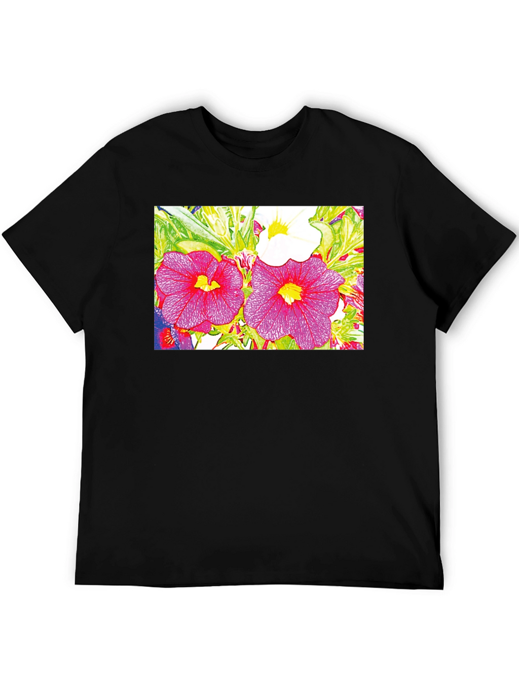 Floral Print Black Tee
