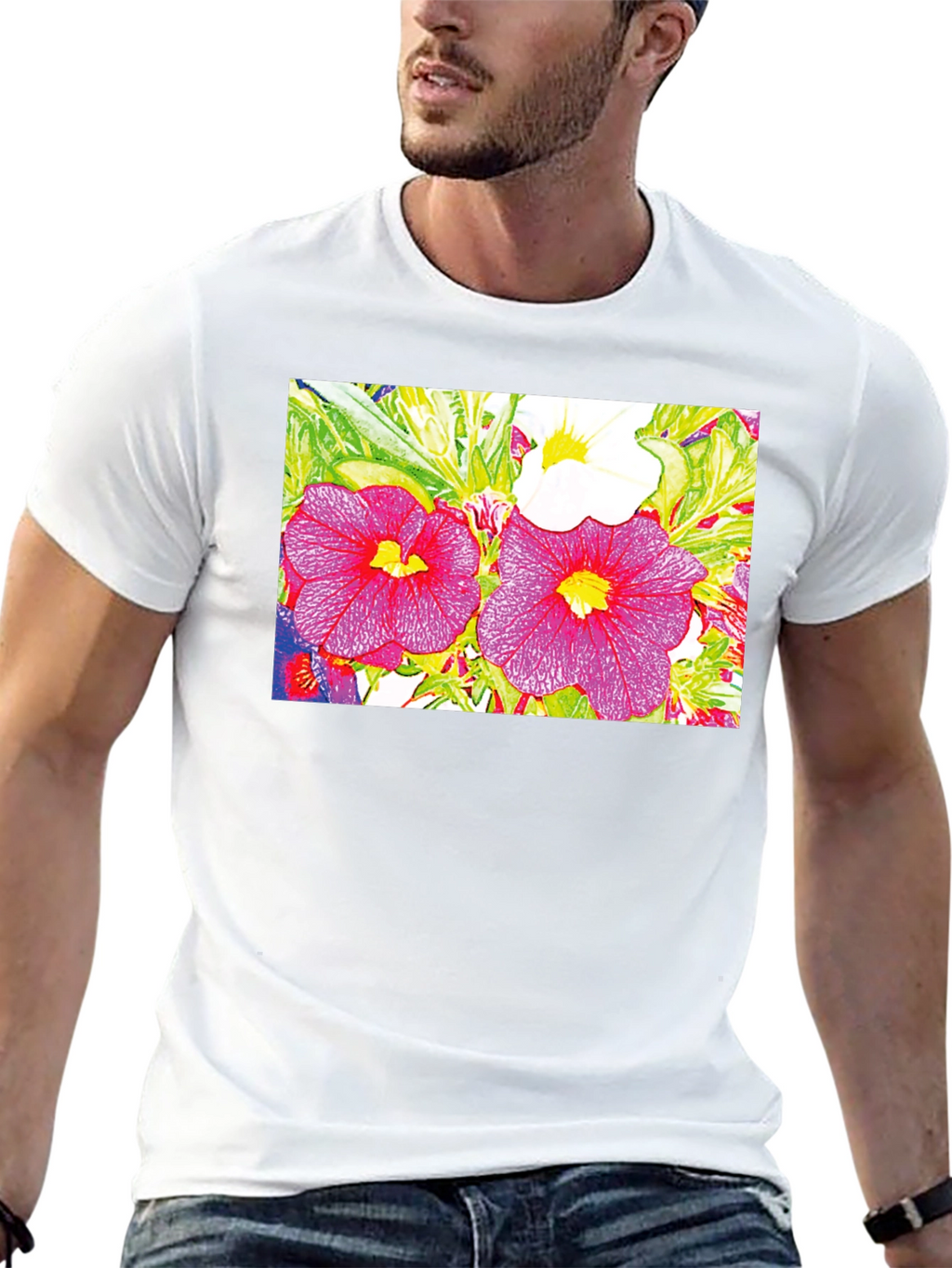 Floral Print Black Tee
