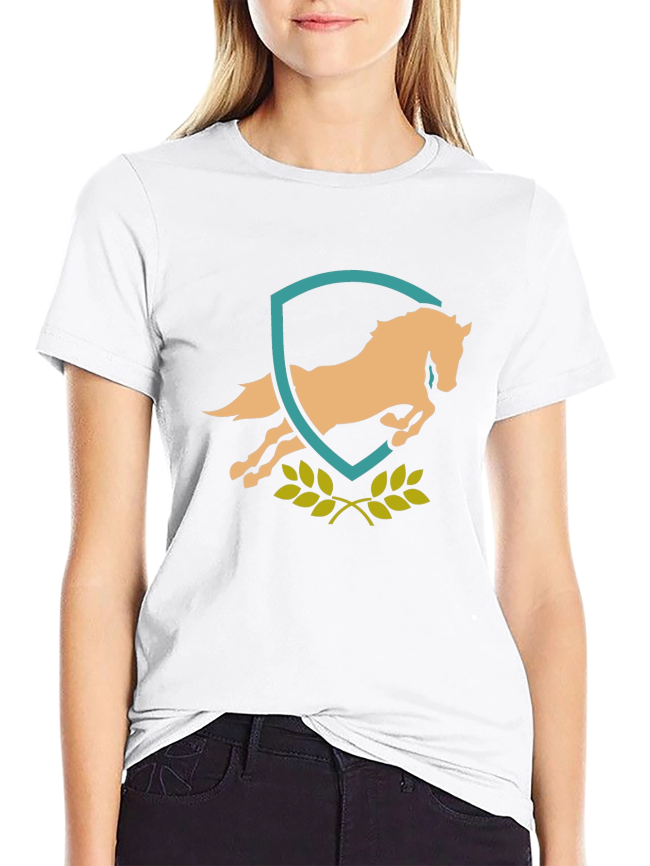 Equestrian Horse Crest Graphic Tee - Black