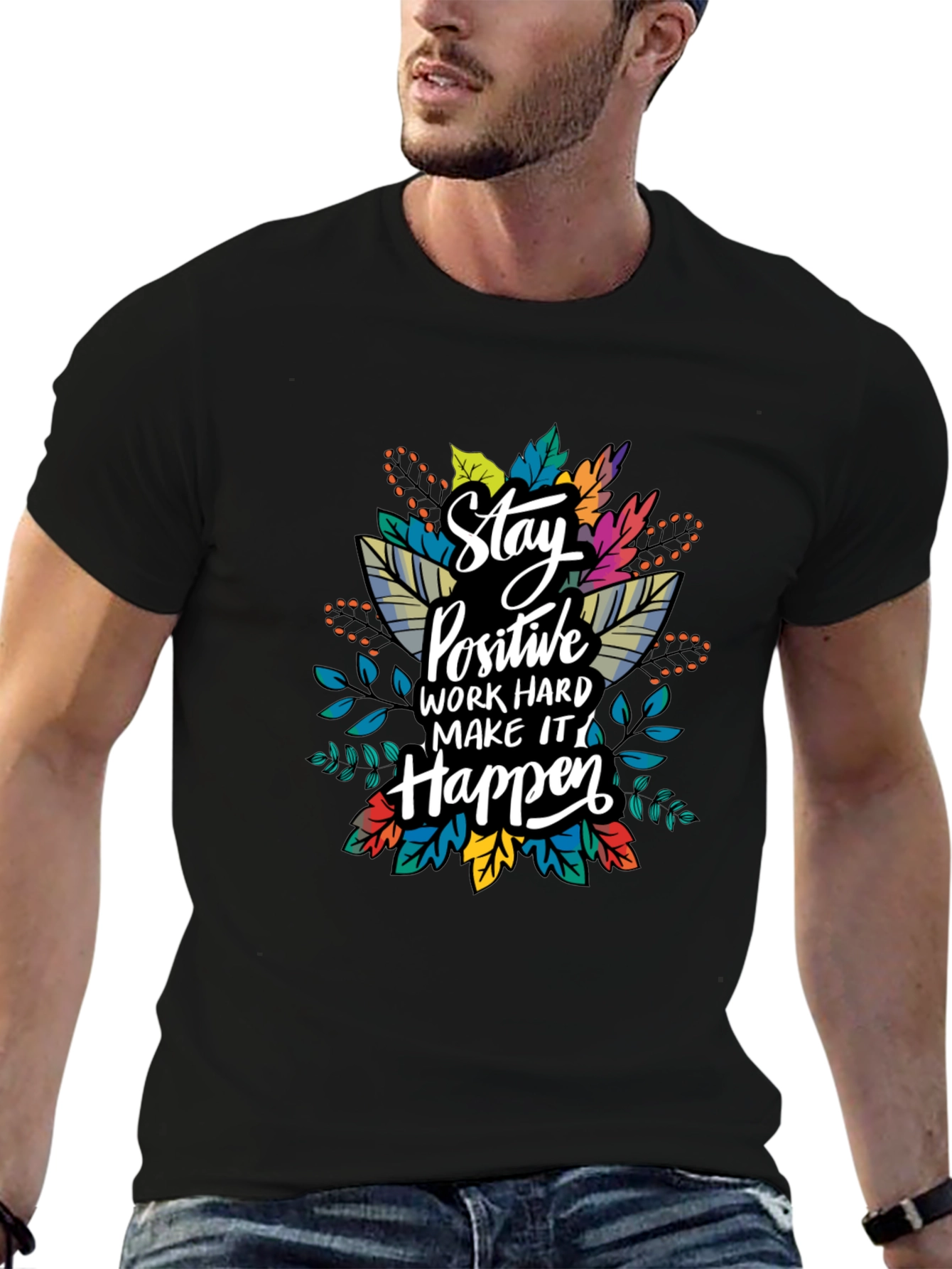 Stay Positive Graphic T-Shirt - Black