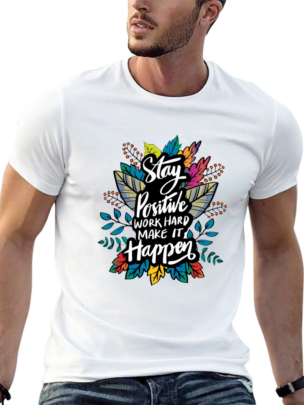 Stay Positive Graphic T-Shirt - Black