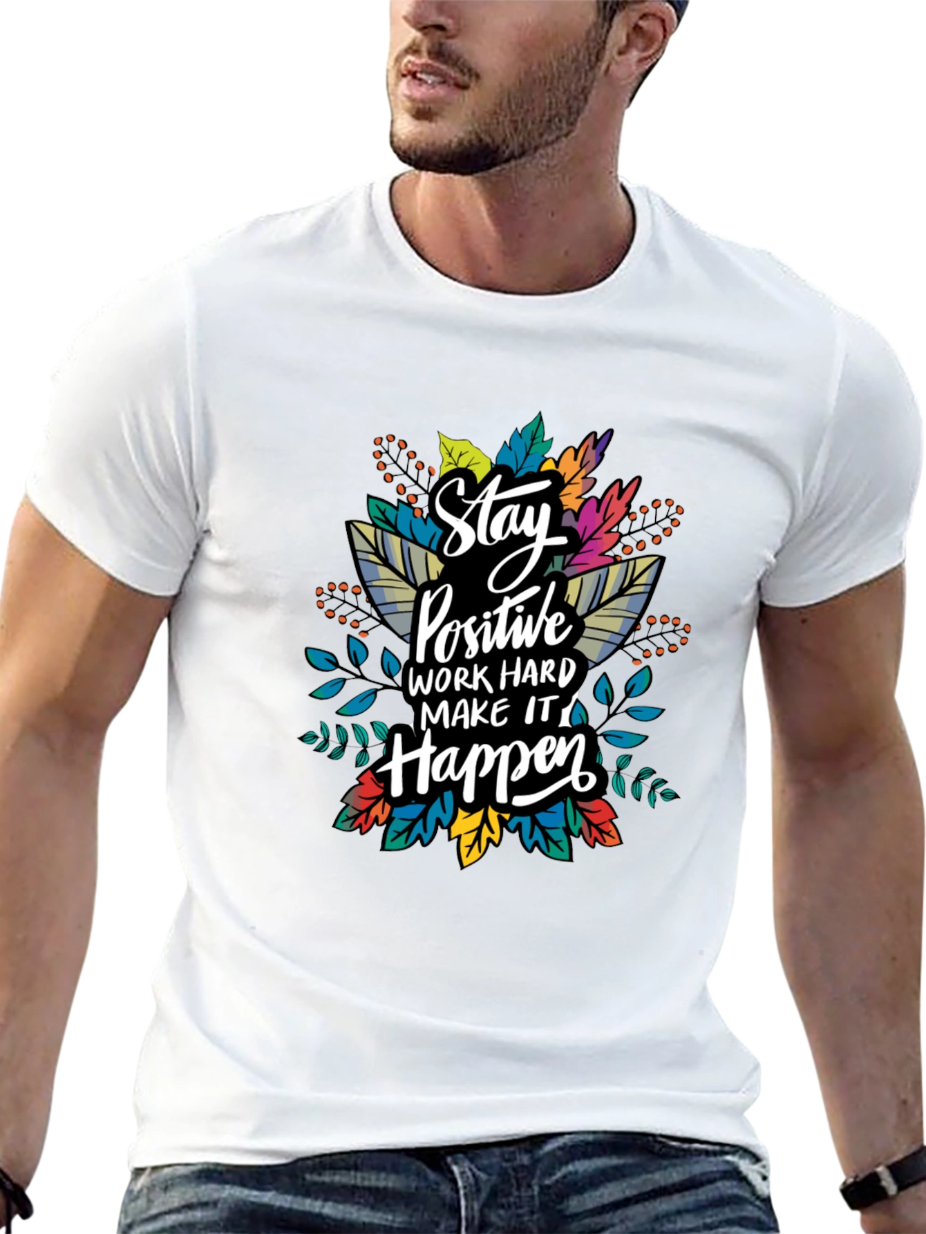 Stay Positive Graphic T-Shirt - Black
