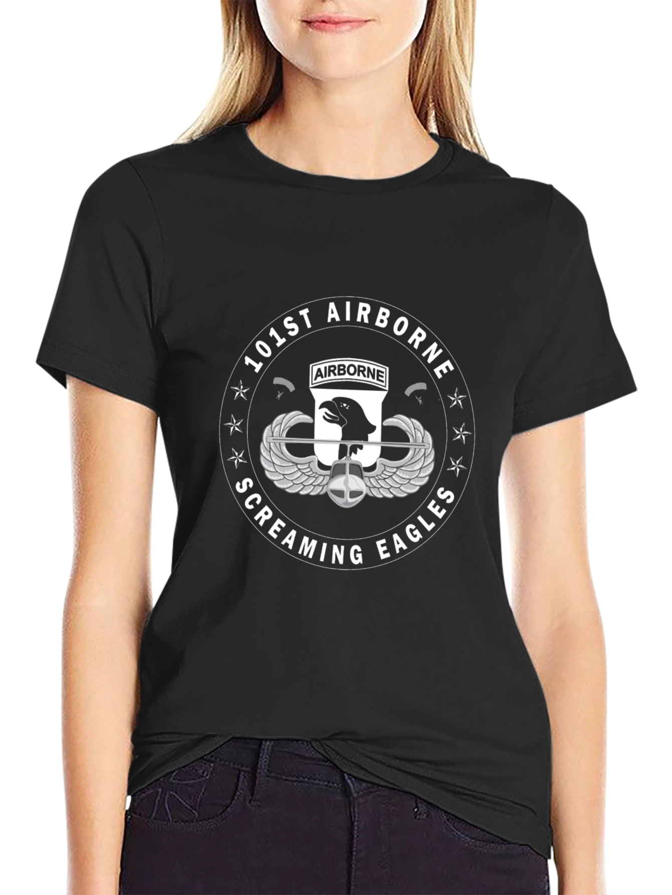 101st Airborne Screaming Eagles Black T-Shirt