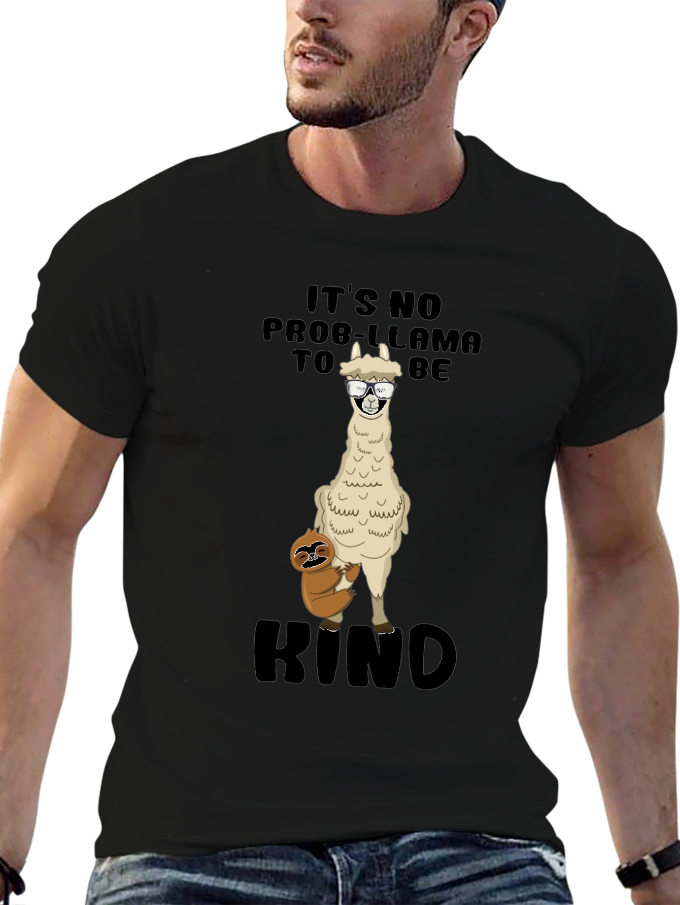 Llama Sloth Graphic T-Shirt - Its No Prob-llama To Be Kind