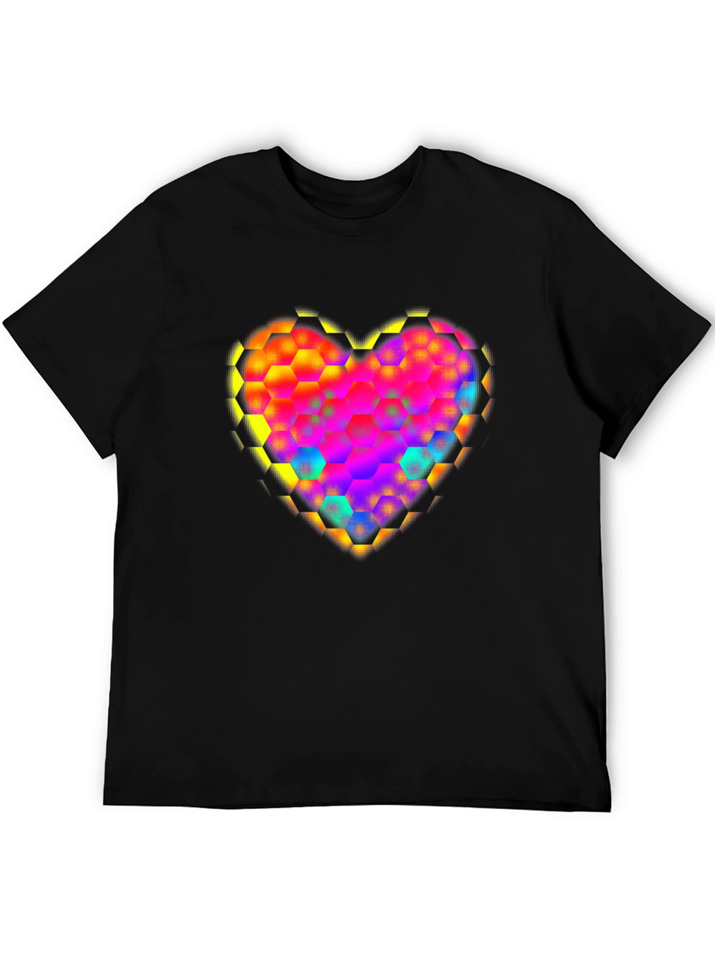 Honeycomb Heart Graphic Tee - Modern Geometric Design