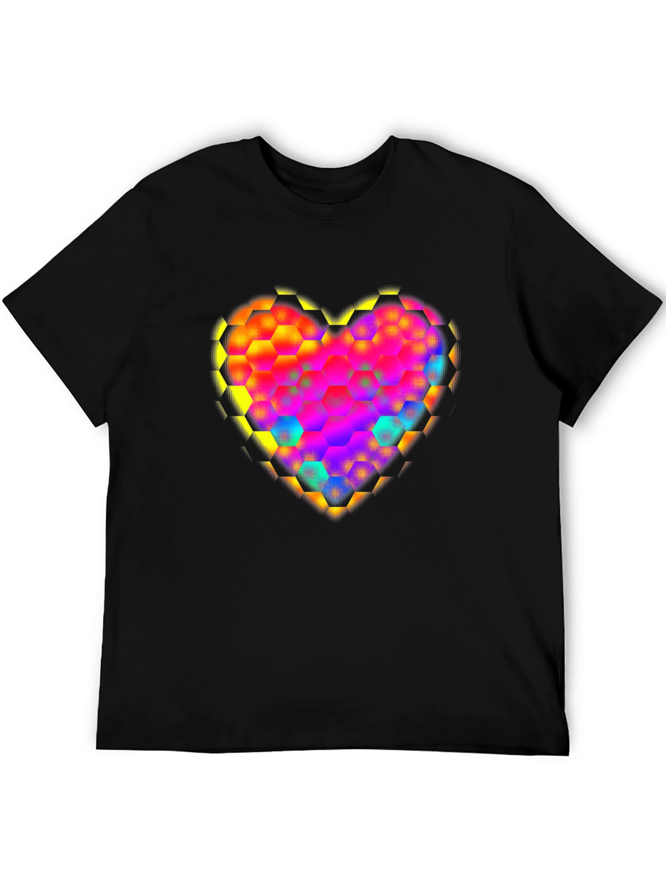 Honeycomb Heart Graphic Tee - Modern Geometric Design