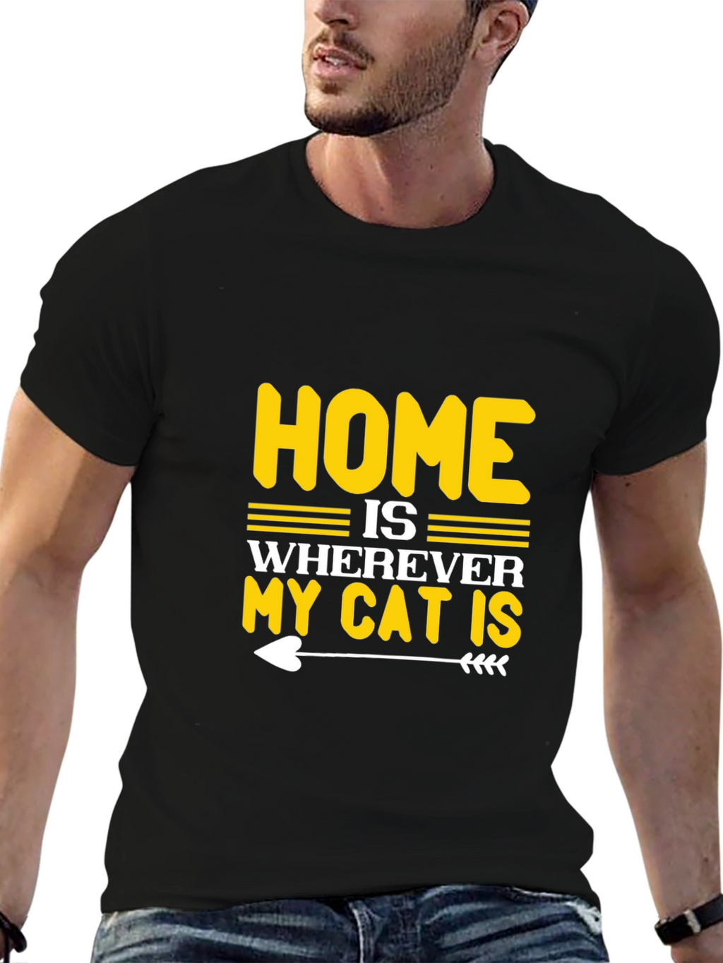 Home is Wherever My Cat is Black T-Shirt