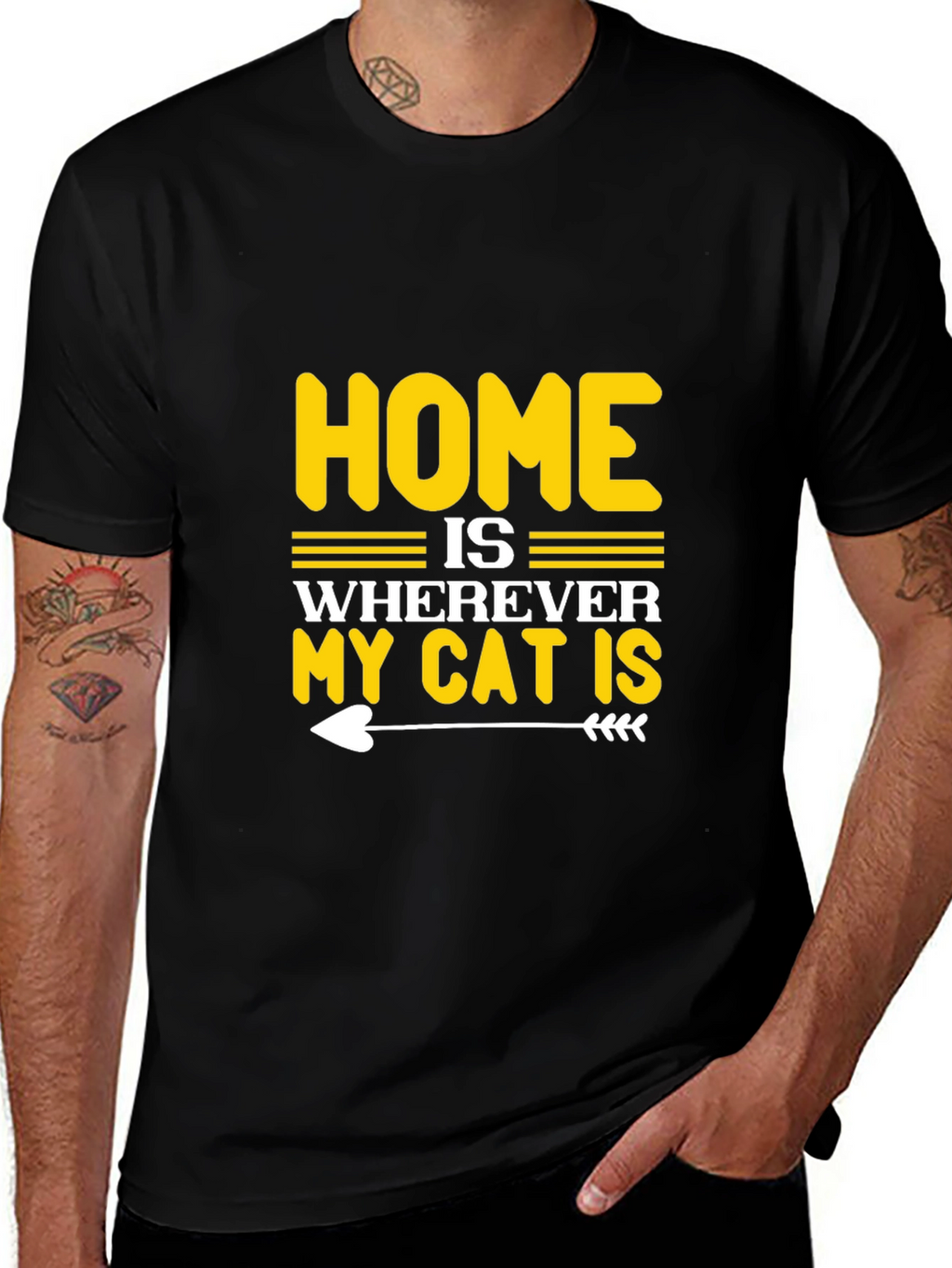 Home is Wherever My Cat is Black T-Shirt