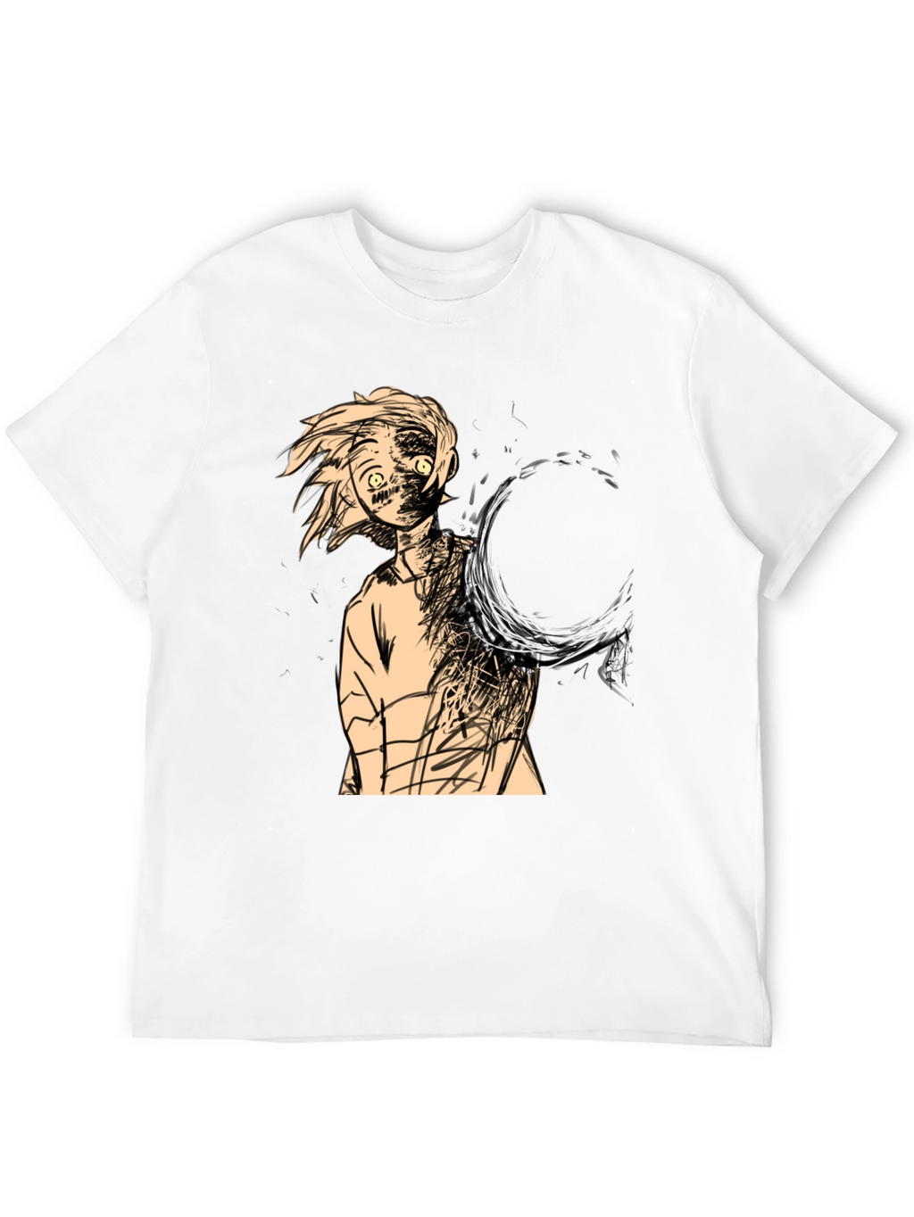 Anime-Style Graphic Print Black T-Shirt