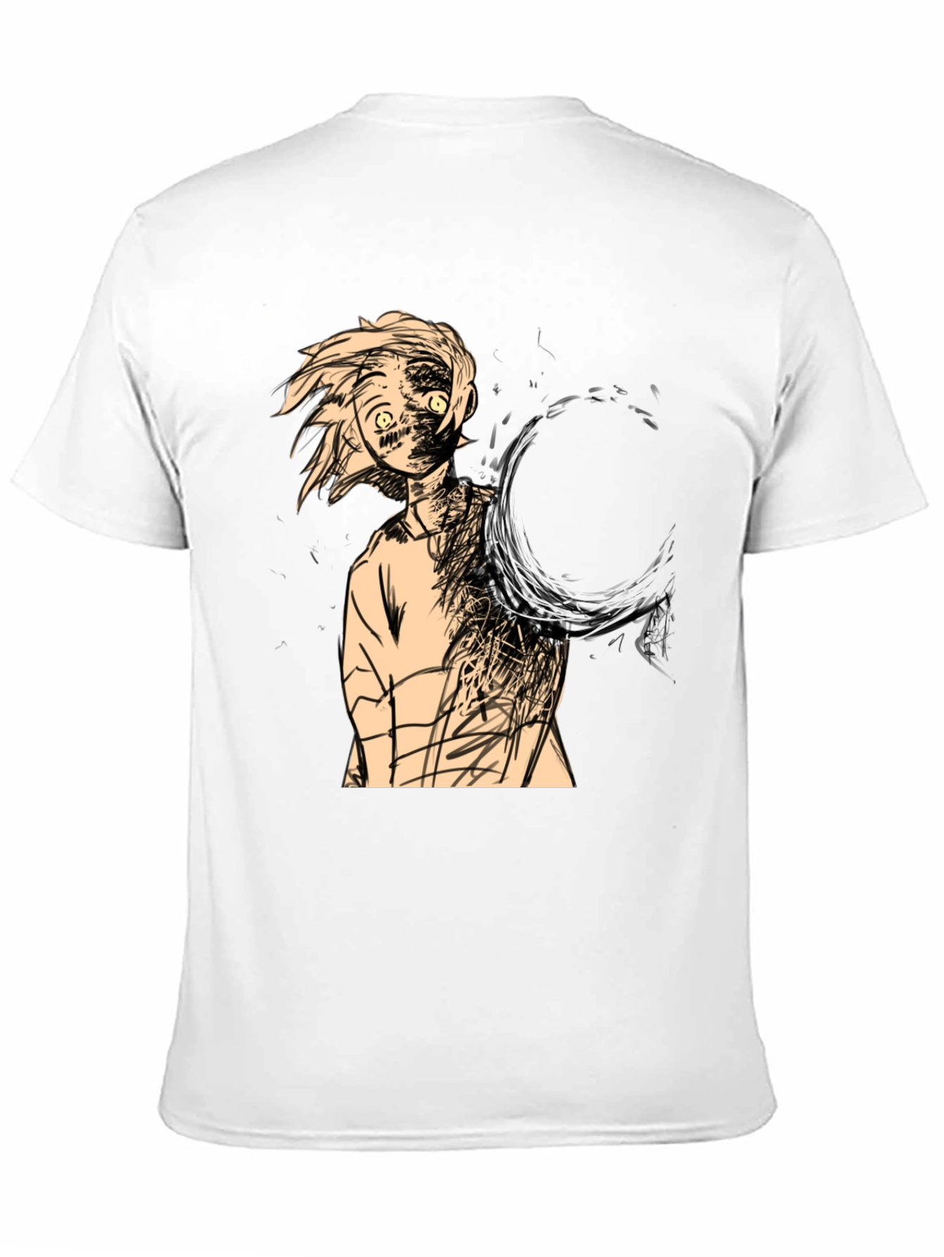 Anime-Style Graphic Print Black T-Shirt