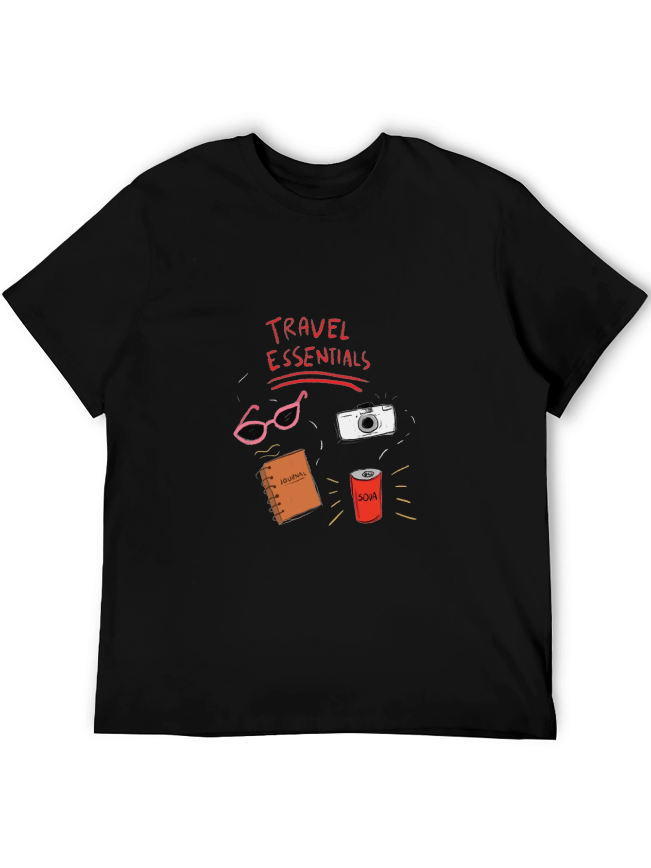 Travel Essentials Graphic T-Shirt - Black Cotton Tee