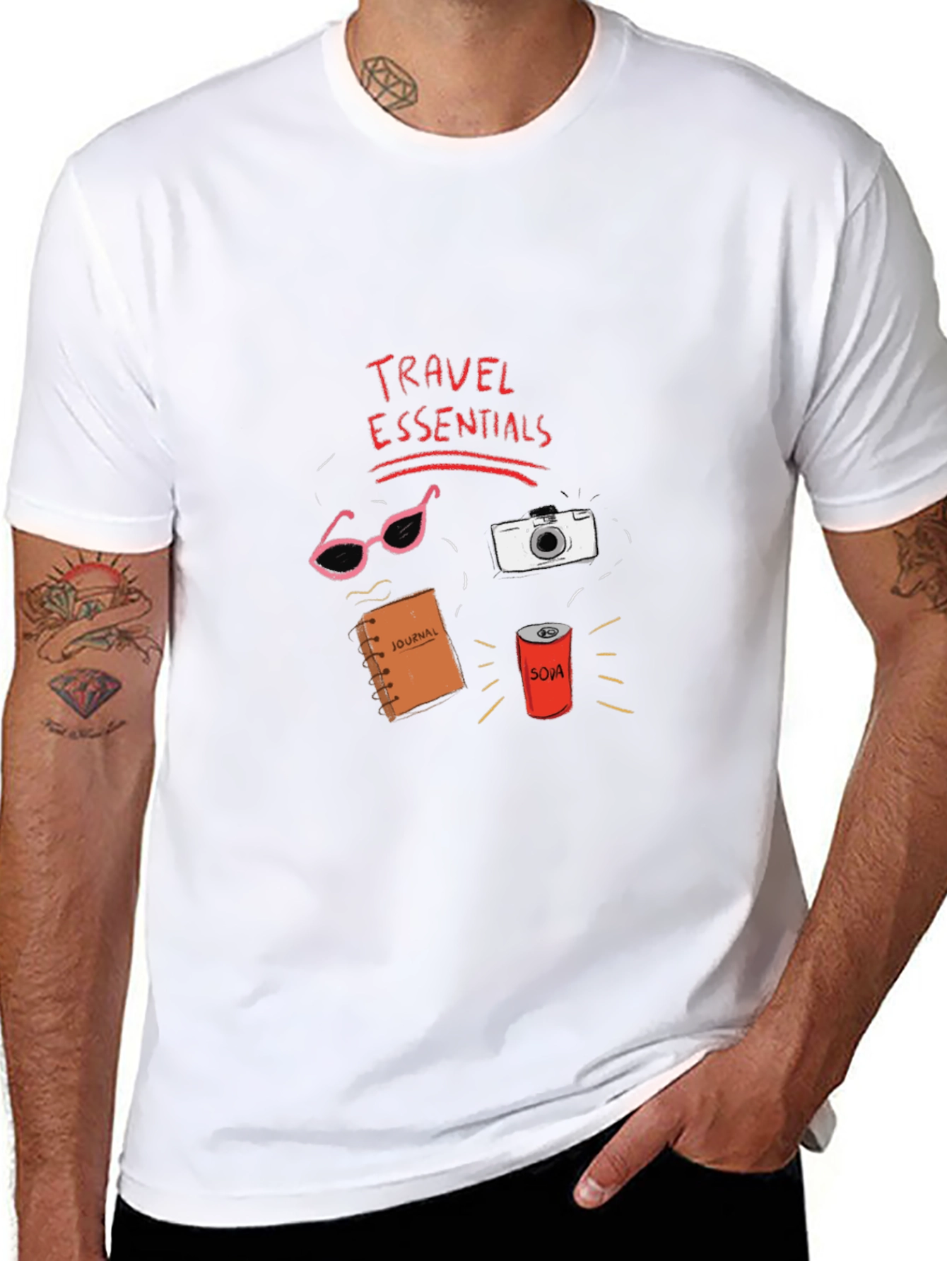 Travel Essentials Graphic T-Shirt - Black Cotton Tee